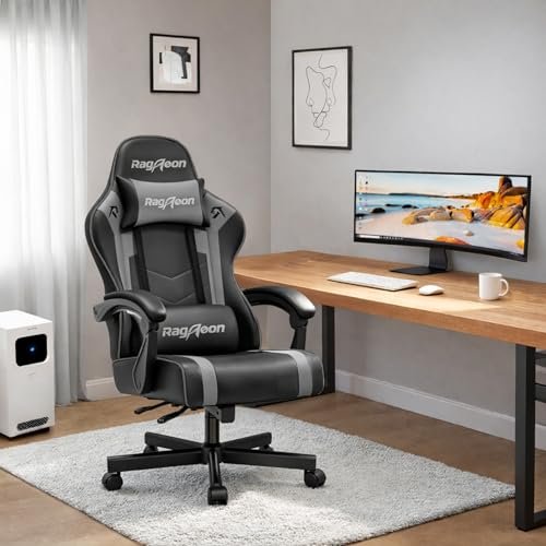 Riftracer Gaming Stuhl Chair Gamer Sessel - Ergonomischer Gamer Stuhl mit Fußstütze Kopfstütze und Lordosenstütz Höhenverstel