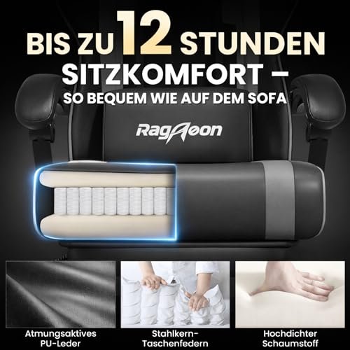 Riftracer Gaming Stuhl Chair Gamer Sessel - Ergonomischer Gamer Stuhl mit Fußstütze Kopfstütze und Lordosenstütz Höhenverstel